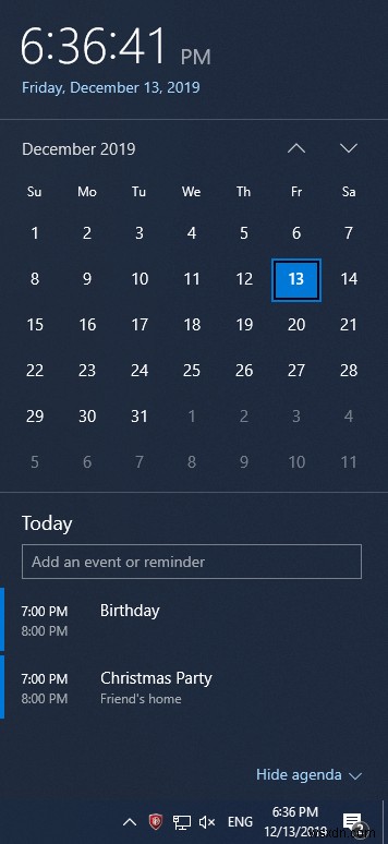 Windows 10 पर टास्कबार से कैलेंडर ऐप का उपयोग कैसे करें