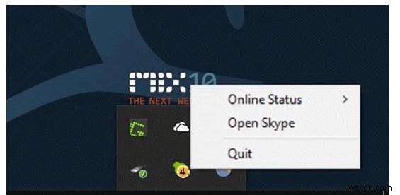 Windows 10 पर सिस्टम ट्रे से Skype को हटाने के चरण