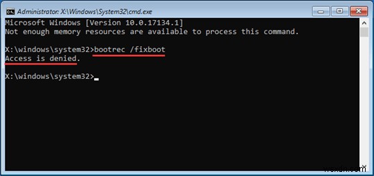 Windows 10 में  Bootrec Fixboot Access Denied  समस्या को ठीक करने के लिए सर्वश्रेष्ठ समाधान