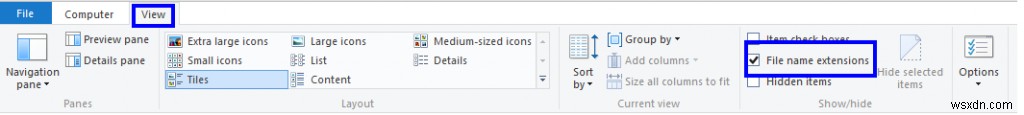 मैं विंडोज 10 में फाइल एक्सटेंशन कैसे दिखाऊं?