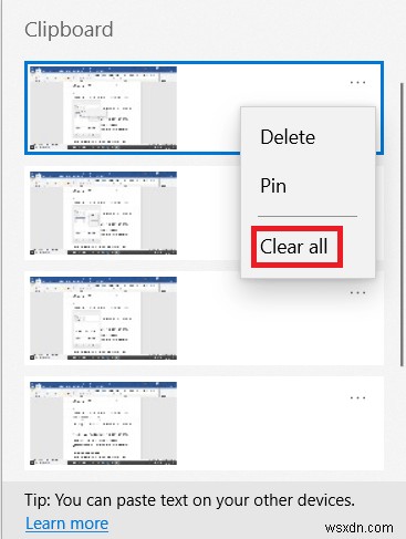 क्लिपबोर्ड विंडोज़ 10 कैसे साफ़ करें