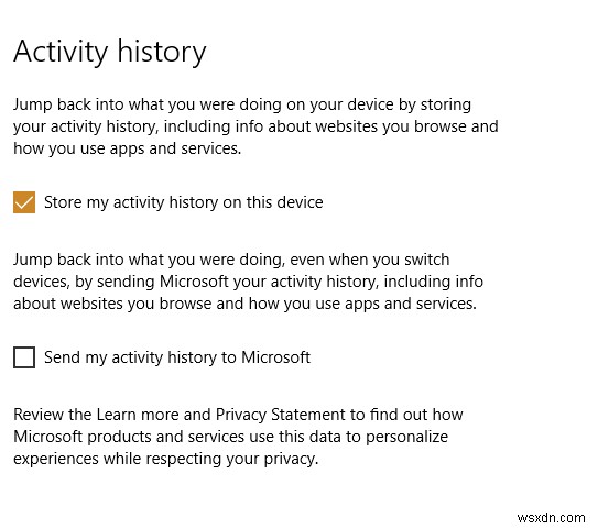 क्या Windows 10 ऑपरेटिंग सिस्टम मेरी गतिविधि के इतिहास में उपयोगकर्ता जानकारी प्राप्त करता है?