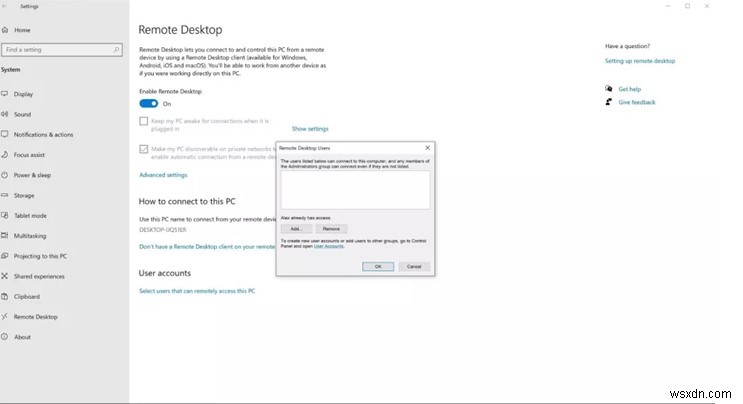 Windows 10 में रिमोट डेस्कटॉप एक्सेस कैसे सेट करें?