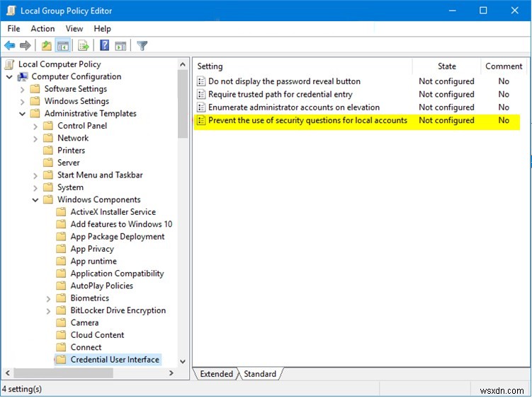 Windows 10 में पासवर्ड पुनर्प्राप्ति प्रश्नों को अक्षम कैसे करें
