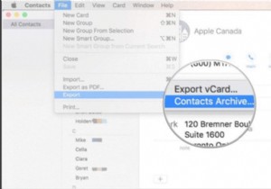 Mac पर संपर्कों का बैकअप लेने के चरण