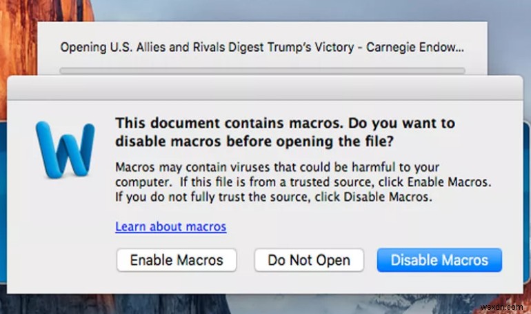 Microsoft Word मैक्रो मैलवेयर MacOS पर हमला करता है