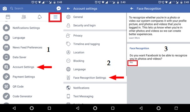 Facebook खाते से चेहरे की पहचान को कैसे अक्षम करें?