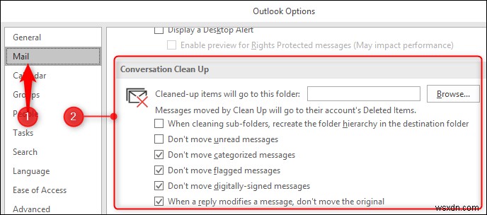 MS Outlook:आपके ईमेल को व्यवस्थित रखने के लिए वार्तालाप क्लीनअप टूल