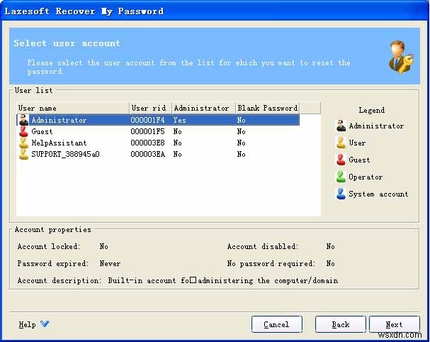 Windows 10 पासवर्ड रिकवरी टूल