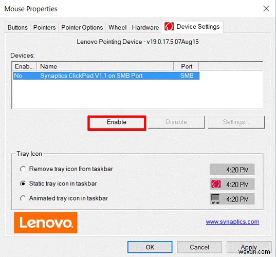 Windows लैपटॉप टचपैड काम नहीं कर रहा है:फिक्स्ड