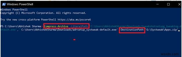 Windows 10 पर Powershell का उपयोग करके फ़ाइलों को ज़िप/अनज़िप कैसे करें