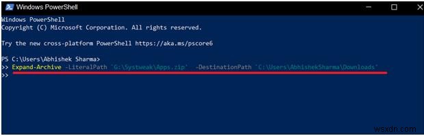 Windows 10 पर Powershell का उपयोग करके फ़ाइलों को ज़िप/अनज़िप कैसे करें