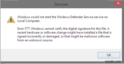 Windows डिफ़ेंडर त्रुटि 577 को कैसे ठीक करें