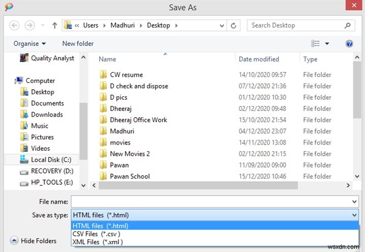 डिस्क विश्लेषक प्रो के साथ विभिन्न फ़ाइल स्वरूपों में डिस्क स्पेस रिपोर्ट कैसे निर्यात करें?