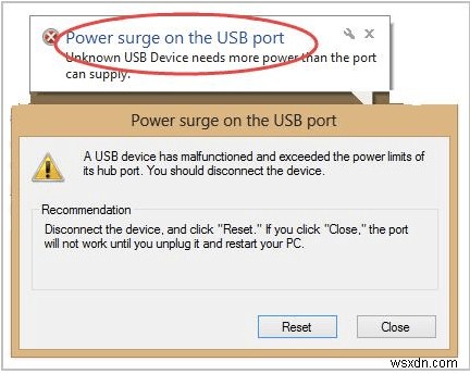ठीक किया गया:USB पोर्ट त्रुटि पर पावर सर्ज (Windows 10, 8 और 7)