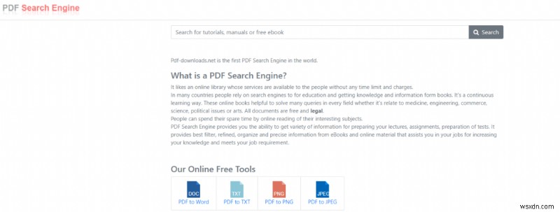 7 PDF खोज इंजन साइटें निःशुल्क PDF ई-पुस्तकें प्राप्त करने के लिए