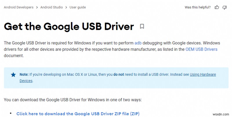 Windows में Google USB ड्राइवर कैसे डाउनलोड/स्थापित करें