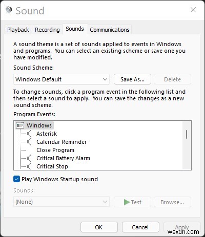 Windows 11 पर स्टार्टअप ध्वनि को कैसे सक्षम या अक्षम करें?