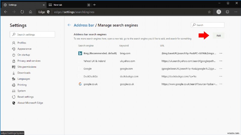 Microsoft Edge Dev में अपना डिफ़ॉल्ट खोज इंजन कैसे बदलें