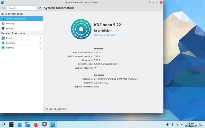 मेरा 2009 LG लैपटॉप KDE नियॉन चल रहा है