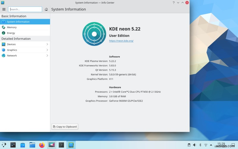 मेरा 2009 LG लैपटॉप KDE नियॉन चल रहा है