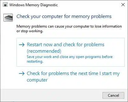स्मृति समस्याओं को ठीक करने के लिए विंडोज मेमोरी डायग्नोस्टिक टूल चलाएं