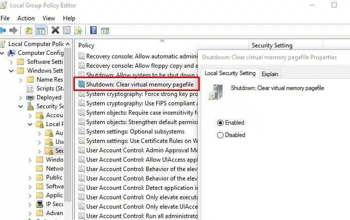 Windows 10, 8.1 और 7 में पेजफाइल को शटडाउन के समय कैसे साफ़ करें