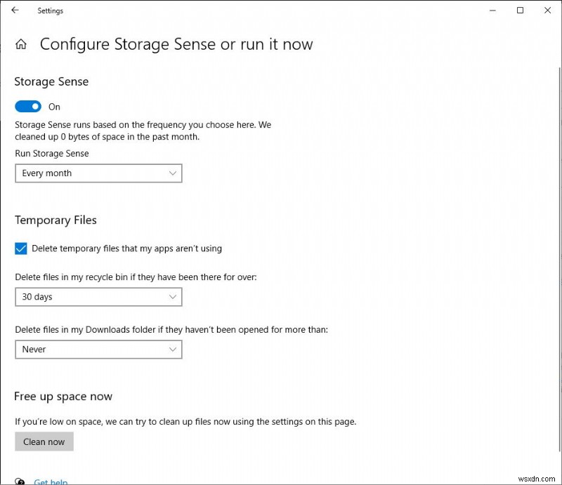 Windows 10 में अस्थायी फ़ाइलें स्वचालित रूप से कैसे हटाएं