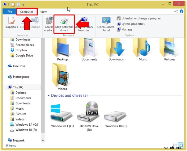 Windows 8.1 में OneDrive को नेटवर्क ड्राइव के रूप में मैप करना