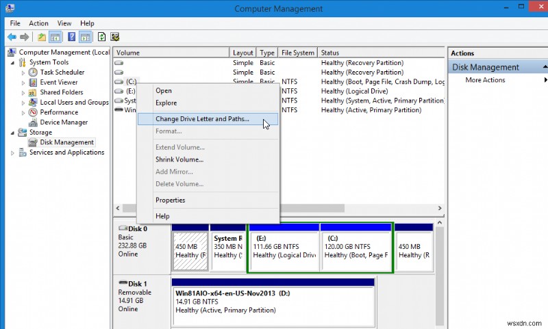 Windows 8.1 में हार्ड ड्राइव विभाजन के साथ कार्य करना
