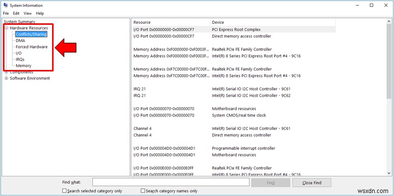 Windows 10 में सिस्टम इंफॉर्मेशन टूल में एक विस्तृत रूप