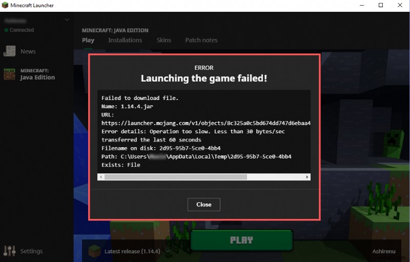Minecraft की  फ़ाइल डाउनलोड करने में विफल  त्रुटि को ठीक करें - 5 सिद्ध समाधान 