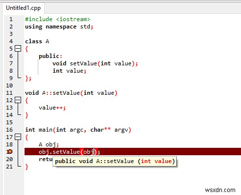 C++  कॉल के लिए कोई मिलान फ़ंक्शन नहीं  संकलन त्रुटि का समाधान 