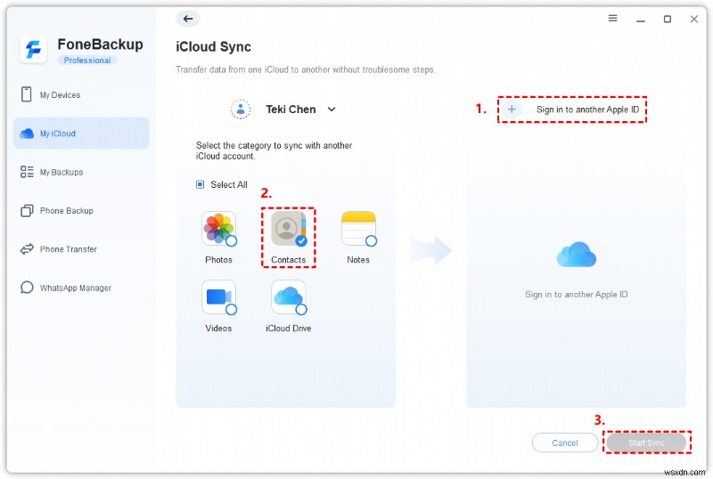 iCloud खातों के बीच संपर्क स्थानांतरित करें - 3 सिद्ध तरीके 