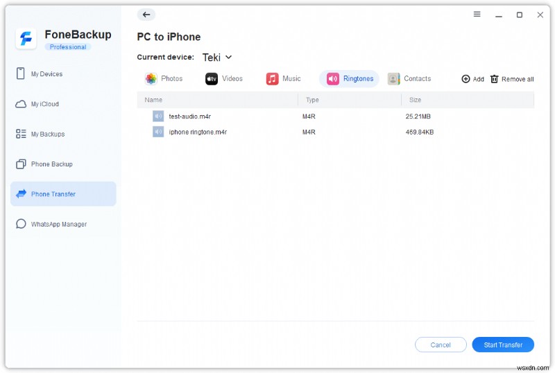iPhone रिंगटोन्स को वायरलेस तरीके से ट्रांसफर करें:चरण-दर-चरण मार्गदर्शिका 
