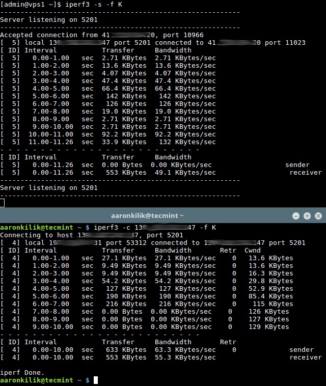 iPerf3 - लिनक्स के लिए सटीक नेटवर्क थ्रूपुट और स्पीड टेस्ट 