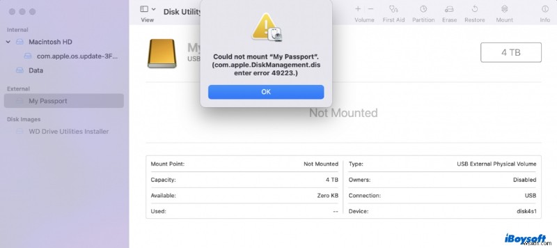 MacOS पर com.apple.DiskManagement.disenter त्रुटि 49223 को ठीक करना - अपनी बाहरी ड्राइव को माउंट करने के लिए त्वरित चरण 