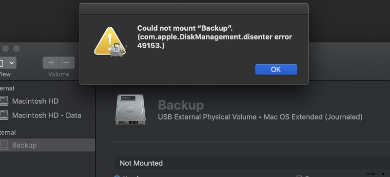 MacOS पर com.apple.DiskManagement.disenter त्रुटि 49153 को ठीक करना:चरण-दर-चरण मार्गदर्शिका 