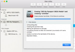 MacOS डिस्क उपयोगिता त्रुटि 69760 ठीक करें: डिवाइस के अंतिम ब्लॉक पर लिखने में असमर्थ  