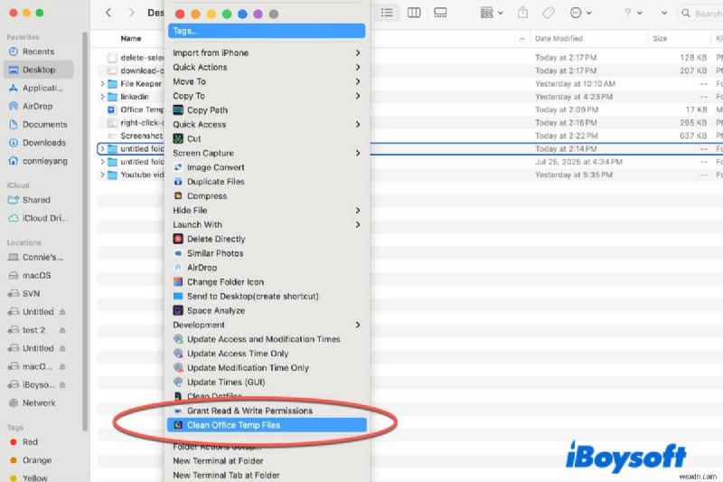 iBoysoft मैजिकमेनू के साथ macOS पर Office Temp फ़ाइलों को तेज़ी से हटाएं - साफ़ और त्रुटि-मुक्त 