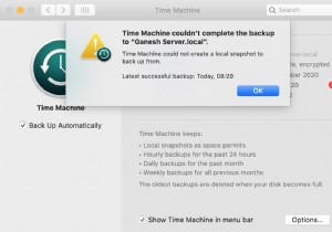 MacOS पर टाइम मशीन स्थानीय स्नैपशॉट निर्माण त्रुटि का समाधान कैसे करें 