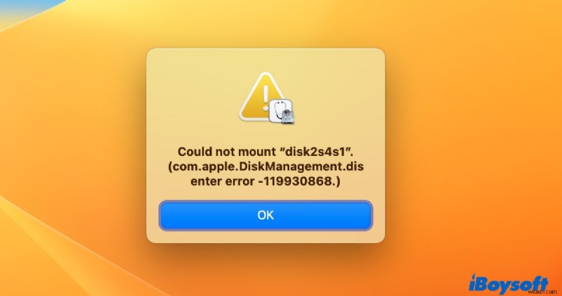 MacOS पर com.apple.DiskManagement.disenter त्रुटियों (-119930868 / -119930872) का समाधान 