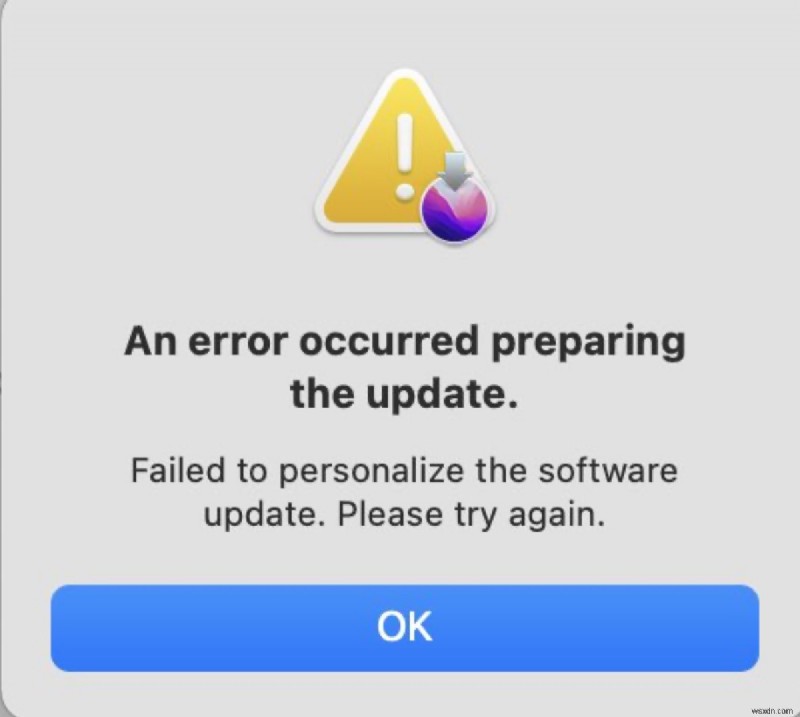MacOS Sequoia चलाने वाले M1 Mac पर  सॉफ़्टवेयर अपडेट को वैयक्तिकृत करने में विफल  त्रुटि को ठीक करें 
