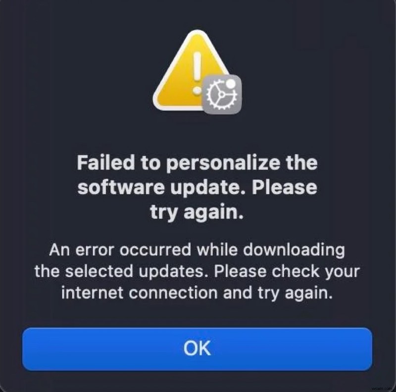 MacOS Sequoia चलाने वाले M1 Mac पर  सॉफ़्टवेयर अपडेट को वैयक्तिकृत करने में विफल  त्रुटि को ठीक करें 