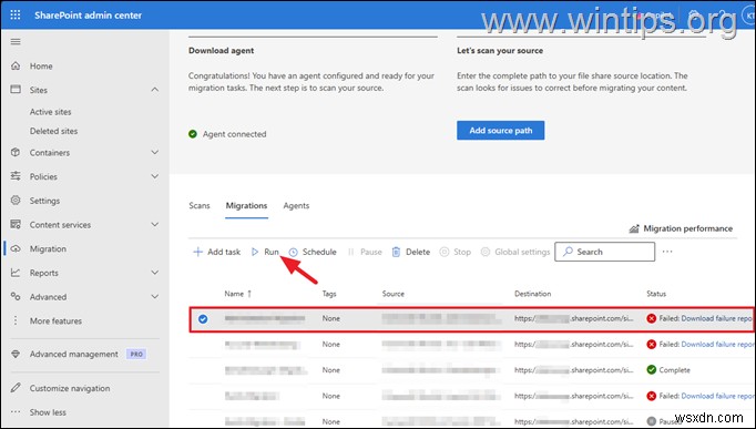 ठीक करें:SharePoint माइग्रेशन टूल में  अस्थायी संग्रहण कम  त्रुटि का समाधान करें 