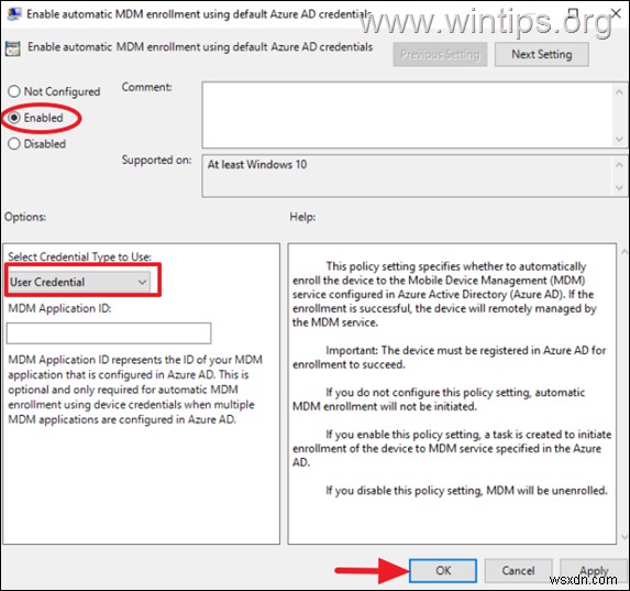 समूह नीति - Microsoft 365 के माध्यम से सक्रिय निर्देशिका उपकरणों को Intune में स्वतः नामांकित करें 