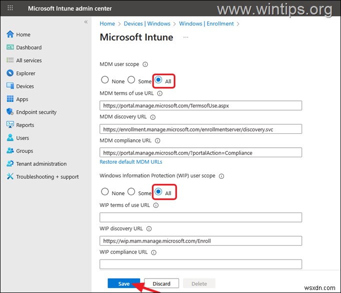 समूह नीति - Microsoft 365 के माध्यम से सक्रिय निर्देशिका उपकरणों को Intune में स्वतः नामांकित करें 
