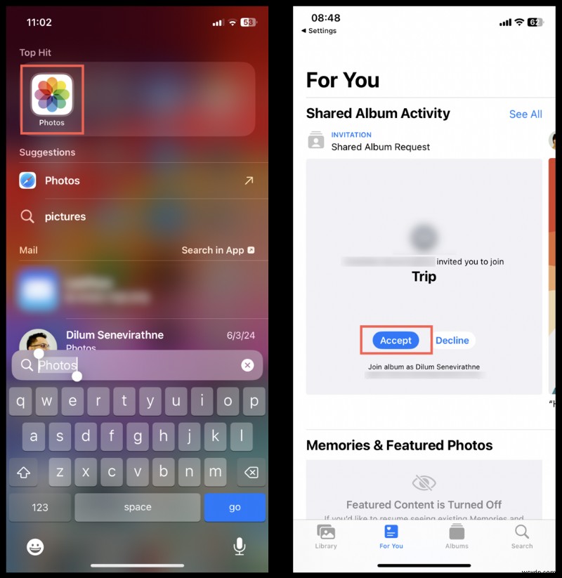 iPhone पर साझा iCloud एल्बम आमंत्रण स्वीकार करना:एक त्वरित मार्गदर्शिका 