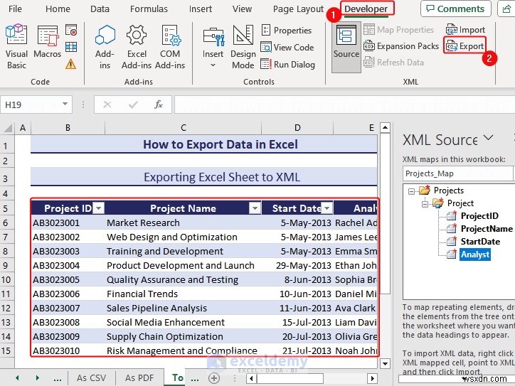 एक्सेल डेटा को DOC, PDF, CSV, XML और vCard फॉर्मेट में निर्यात करना आसान हो गया 