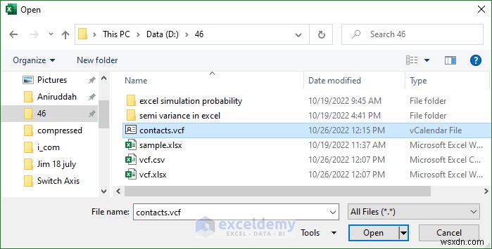 Excel में VCF (vCard) फ़ाइलें खोलें:2 आसान तरीके 